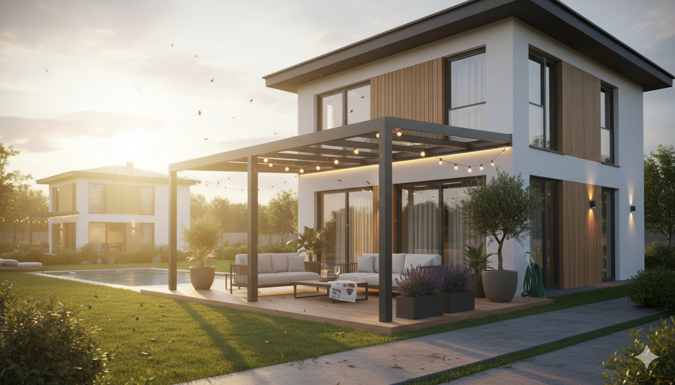 Terrassenüberdachung als Anbau am Einfamilienhaus